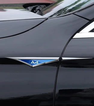 2 бр./компл. Автомобилно крило, стикер от неръждаема стомана, отличителни знаци, емблема, украса на екстериора за AUDI A4, автомобилни аксесоари