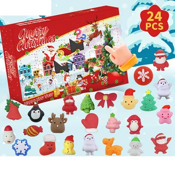 Адвент-Календар 2023 Коледен Календар за обратно броене 24 бр. Различни сладки животни Моти Плюшени играчки за деца-високо качество