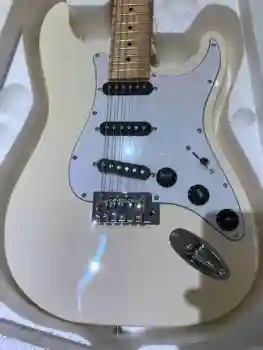 Високо качество на ST big headstock Кленов лешояд електрически китари кремовожелтого цветове на същия, на реални снимки 2024